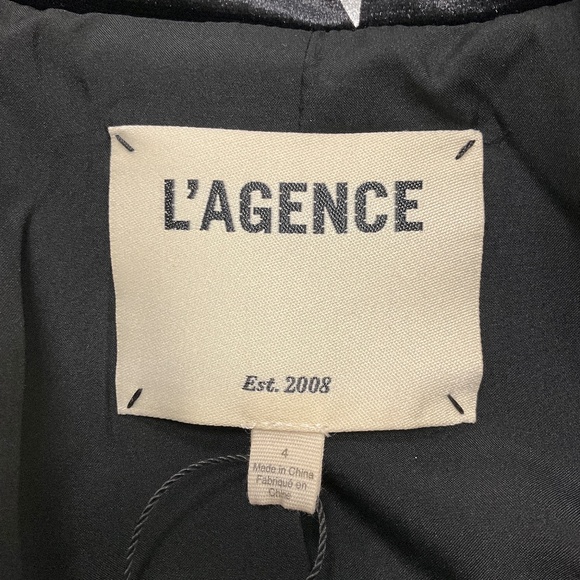 L'AGENCE BLACK / SILVER KENZIE VELVET AND METALLIC STAR BLAZER - Picture 4 of 5